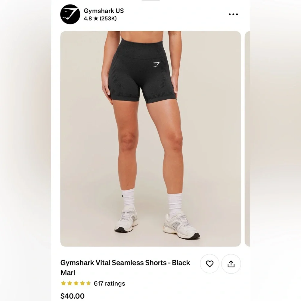 Gymshark Vital Seamless Shorts - Black Mark - Picture 3 of 3
